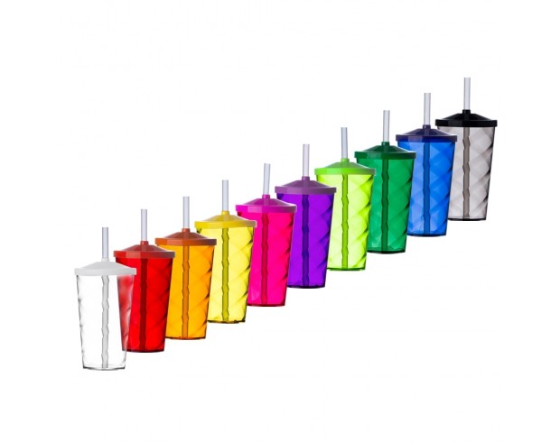 Copo de Plástico com Canudo 550ml Personalizado Copo de Plástico com Canudo 550ml Personalizado