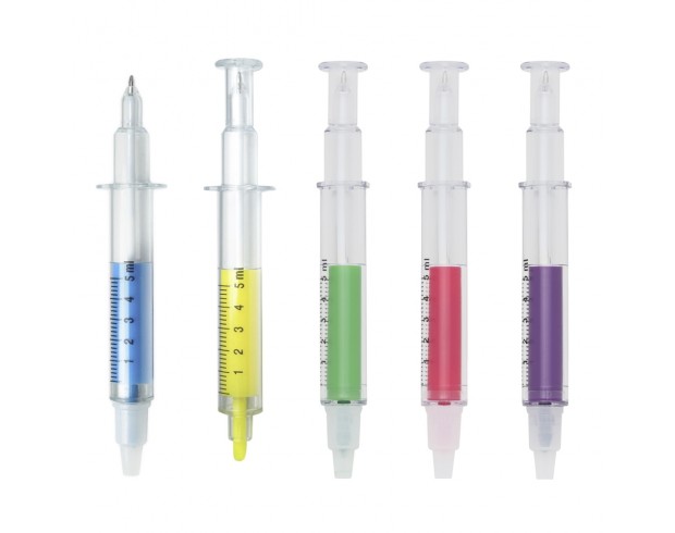 Caneta Seringa Marca Texto Personalizada