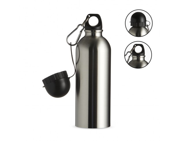 Squeeze Inox 500ml com Tampa e Mosquetão Personalizado Squeeze Inox 500ml com Tampa e Mosquetão Personalizado